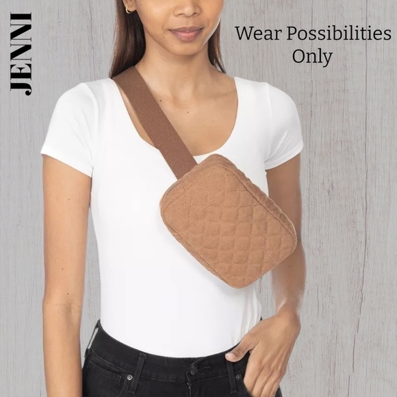 JENNI Quilted Corduroy Top Zip Sling Bag BeltBag/Belt Bag Olive Green-Size S/M - Picture 6 of 14